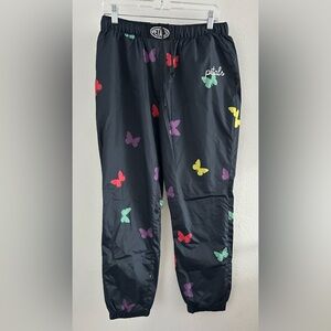 Petals Black Butterfly-Print Jogger Sweatpants Size Medium